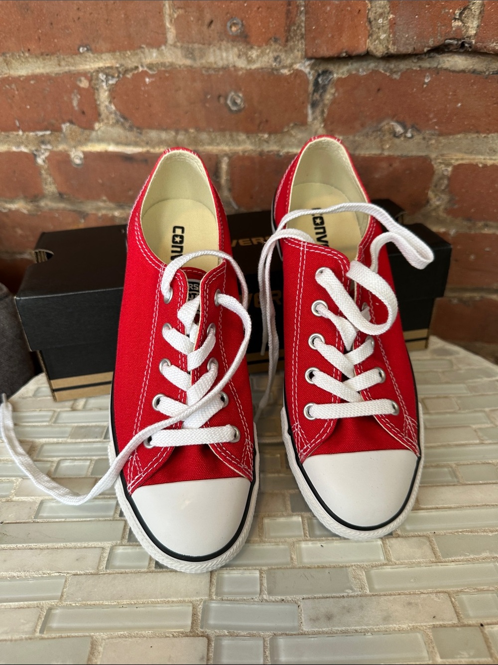 Converse  Red Low-Top Canvas Sneakers